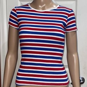 ❤️Cute Red, Blue, White Color Top